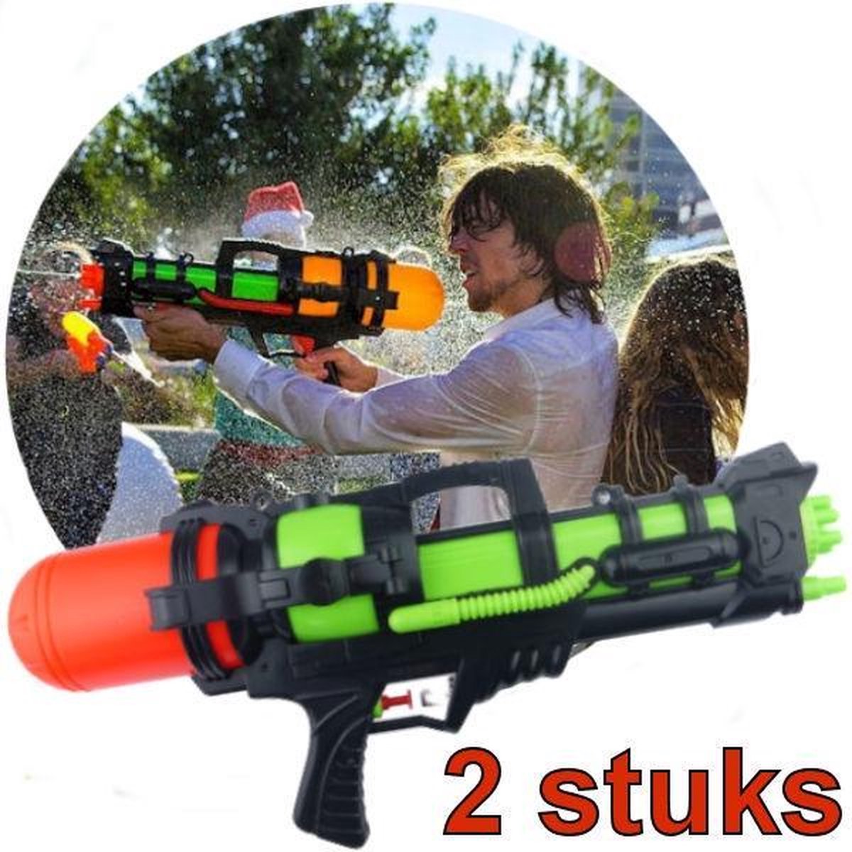 2 STUKS | XL Waterpistolen - Super soaker waterpistool voor 2 jongens - Jumbo waterkanon - Dubbel Shots supersoaker water pistool voor kinderen - Waterspeelgoed Watergeweer - Water gun met groot water reservoir - Decopatent®
